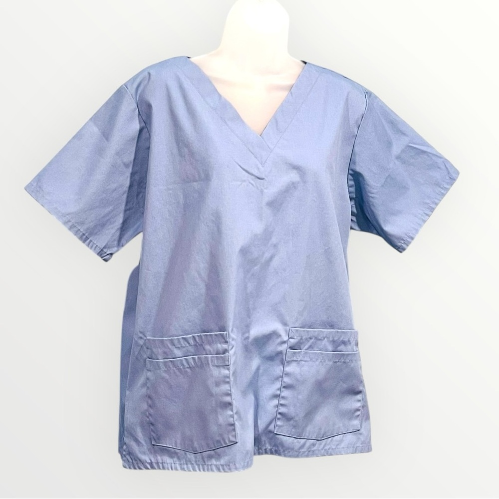 Landau Light Blue V-Neck Medical Scrub Top Unisex